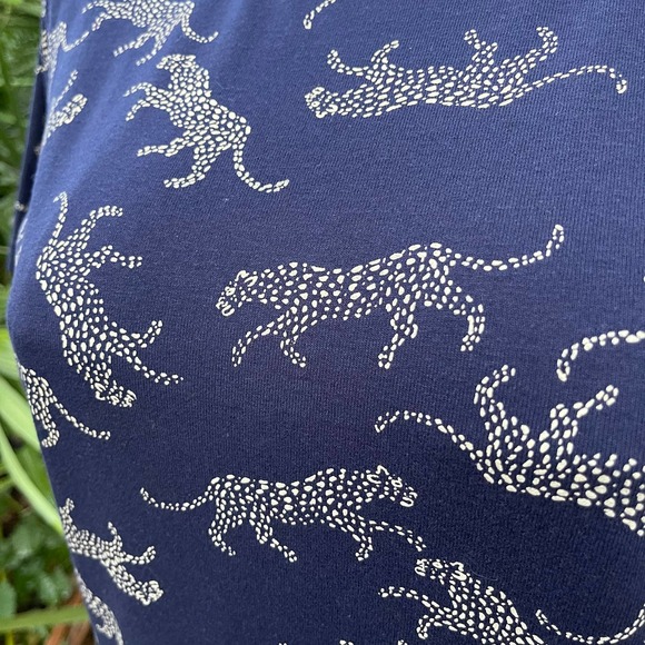 Vintage 90s Blue Leopard Cheetah Tee Shirt Cotton Kavio Designs Size M L - Picture 7 of 9